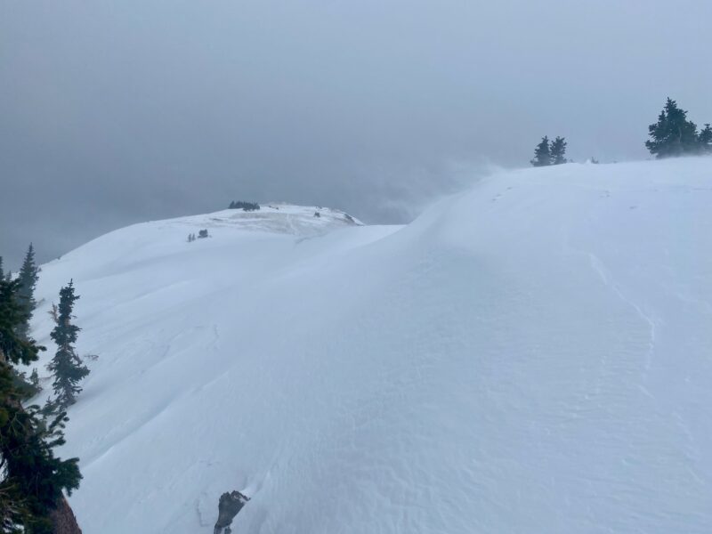 Wind transported snow on a E aspect 