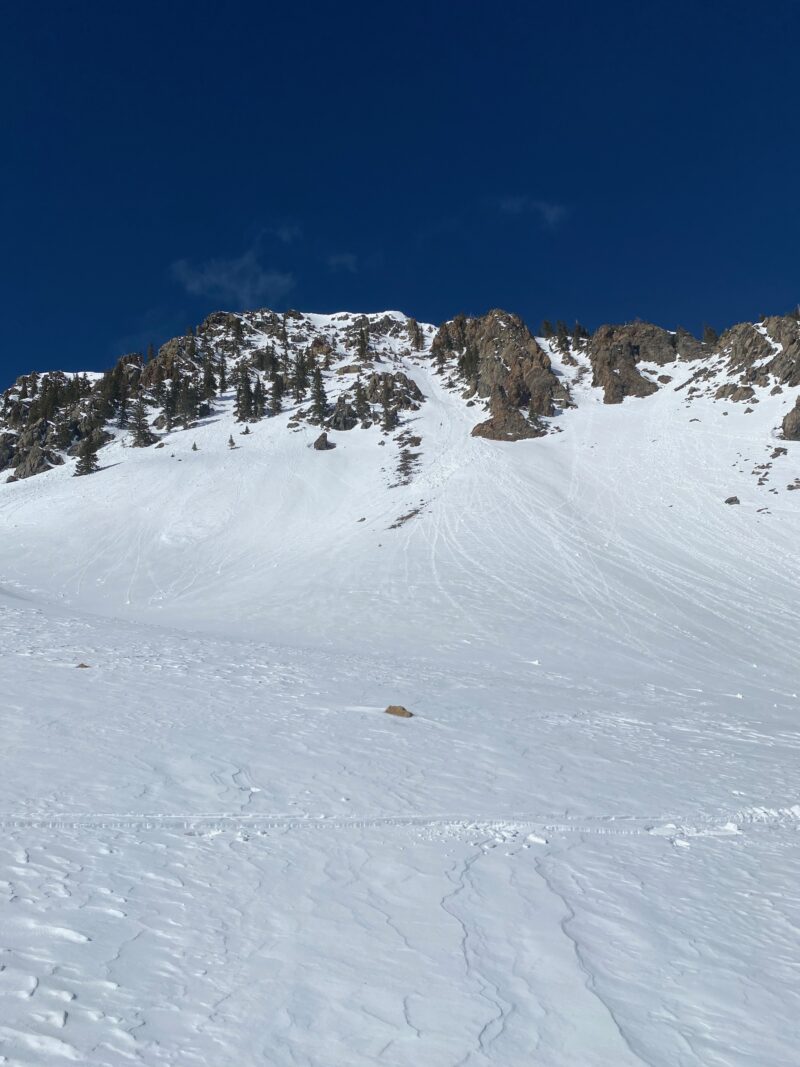 Small loose wet avalanches in steep terrain on southerly aspects