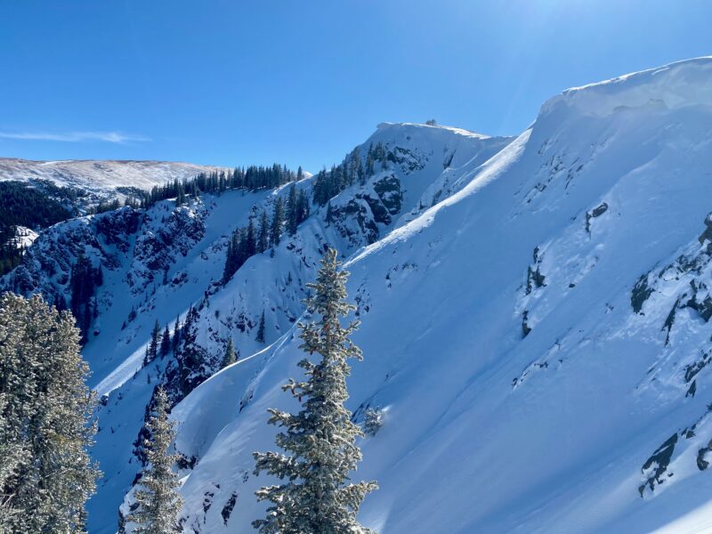 Cornices have been growing and you can see some of the crown lines where avalanches have stepped down to deeper weak layers