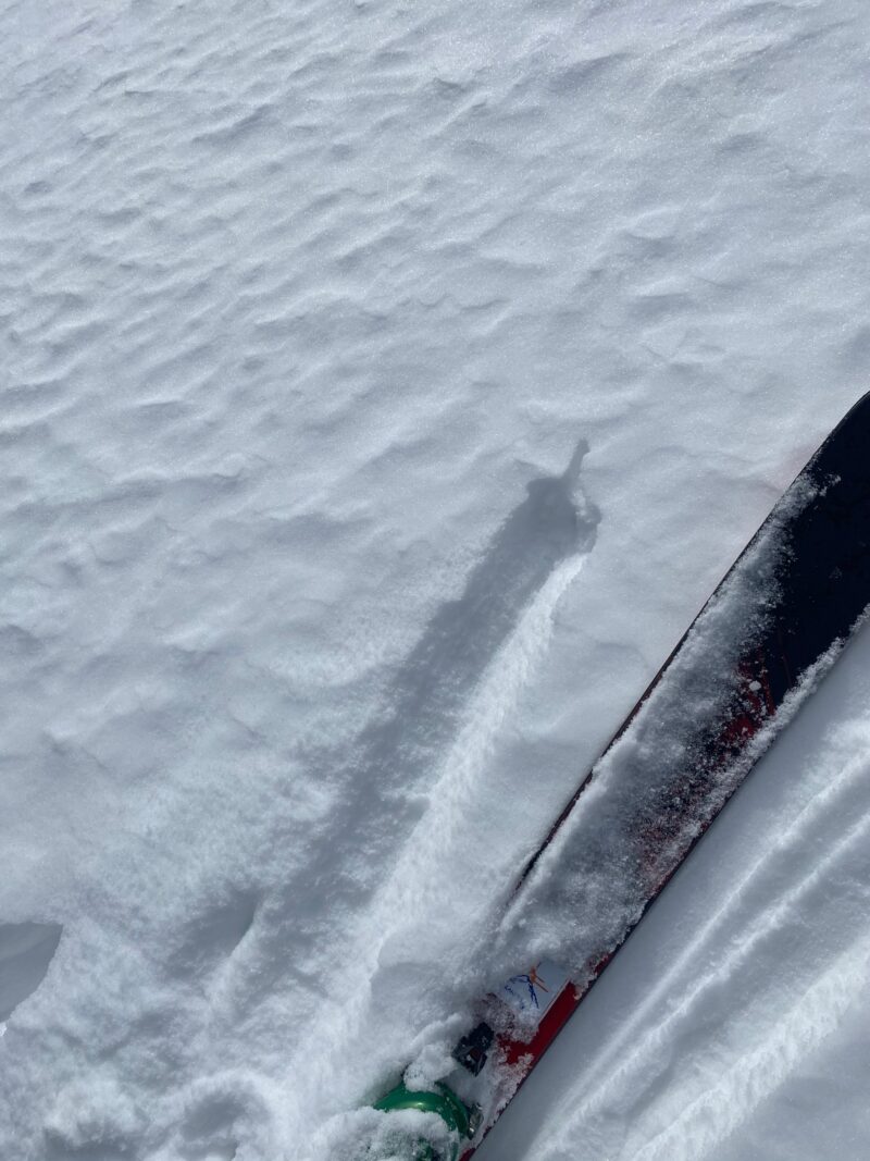 Near-surface facets on the surface that made for good skiing today but could become the next buried weak layer with snow in the forecast this weekend
