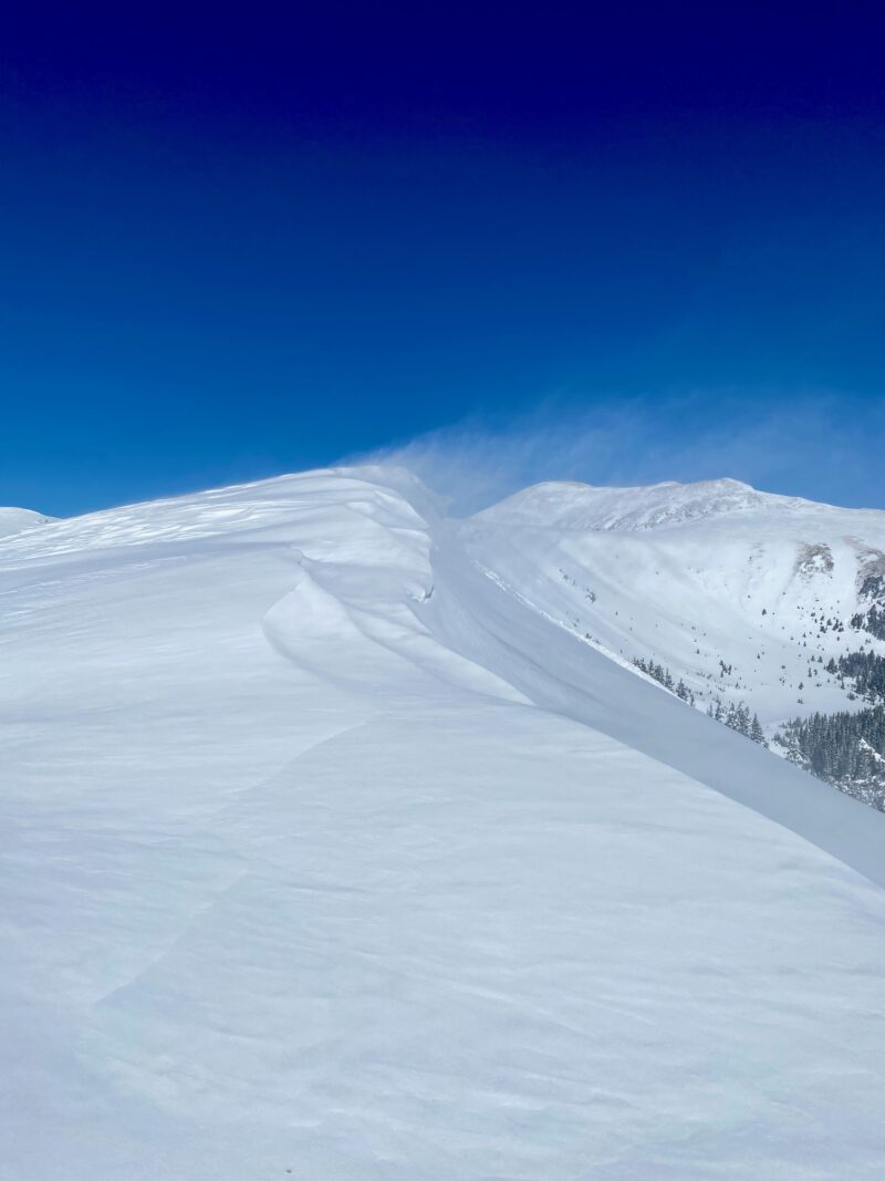 Moderate West winds were transporting snow mainly above treeline