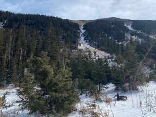 Dec 22, 2021: West facing slope with not much snow in chute