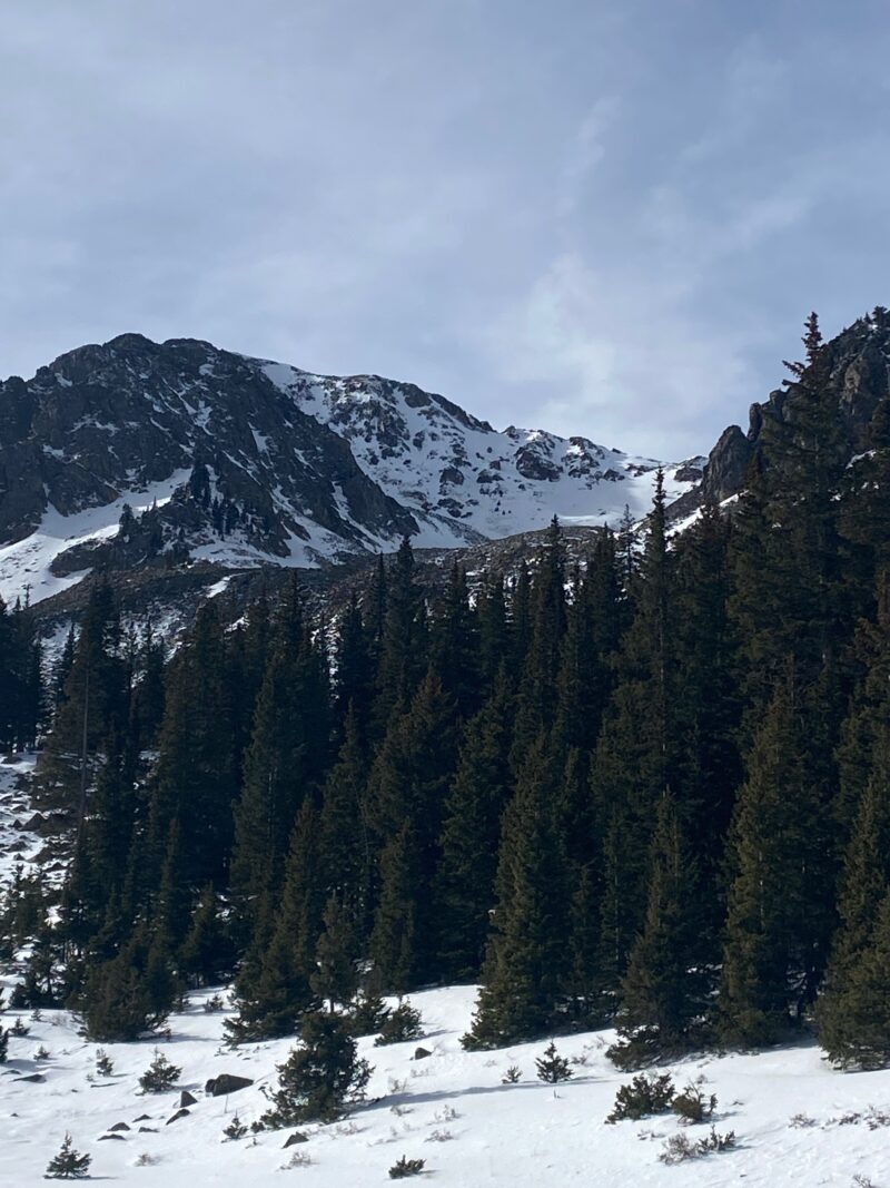 Lake Fork Peak (NNE aspect) has some of the most continuous snow in the range.  These northerly and east-facing slopes will become increasingly dangerous with new snow in the forecast adding a slab on top of a weak faceted snowpack