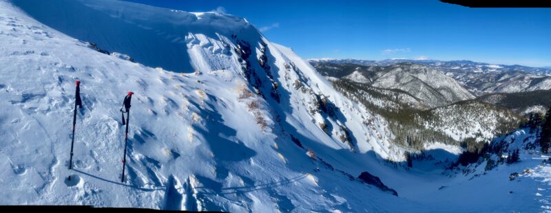 NE facing slopes with old crown and debris down in the flats