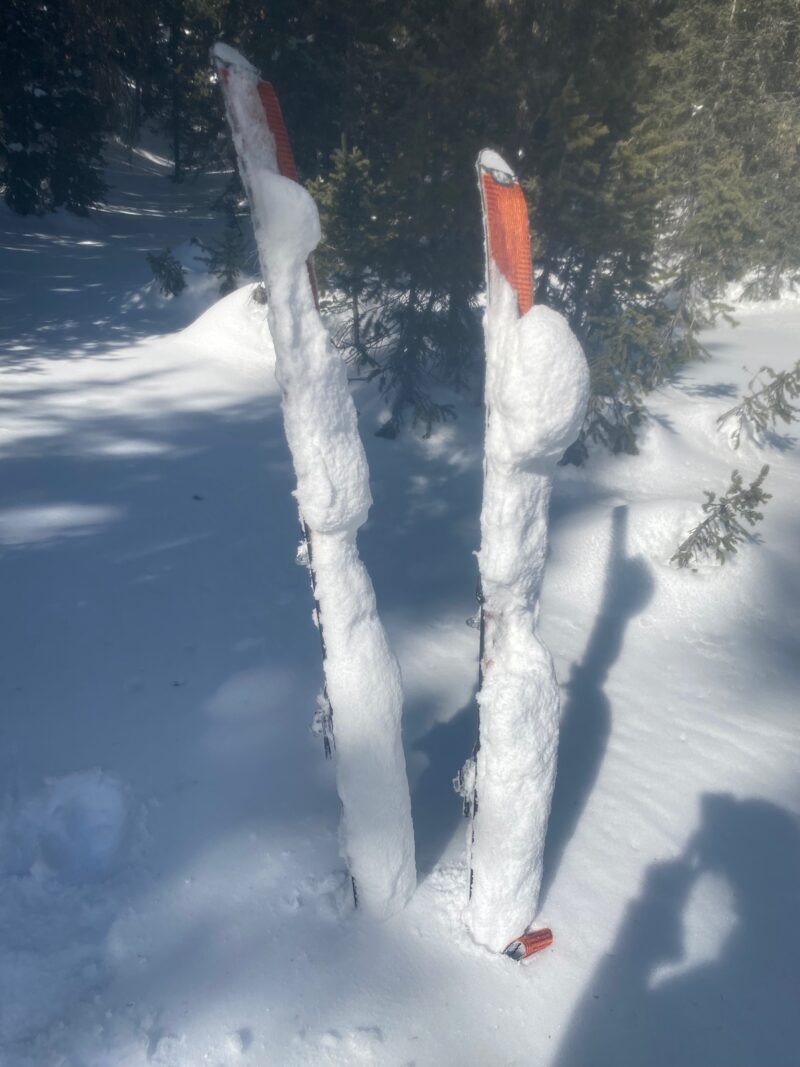 Lots of glopping up transitioning from wet to dry snow