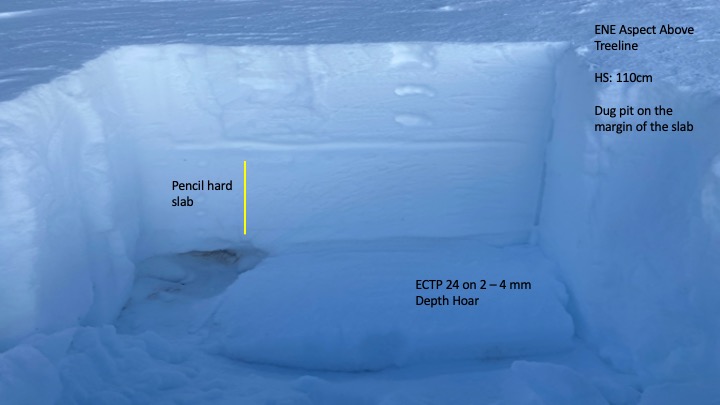Dug a pit in a shallow snowpack on NE aspect above treeline.  It's this shallow snowpacks where you're most likely to impact a depth hoar layer on the ground