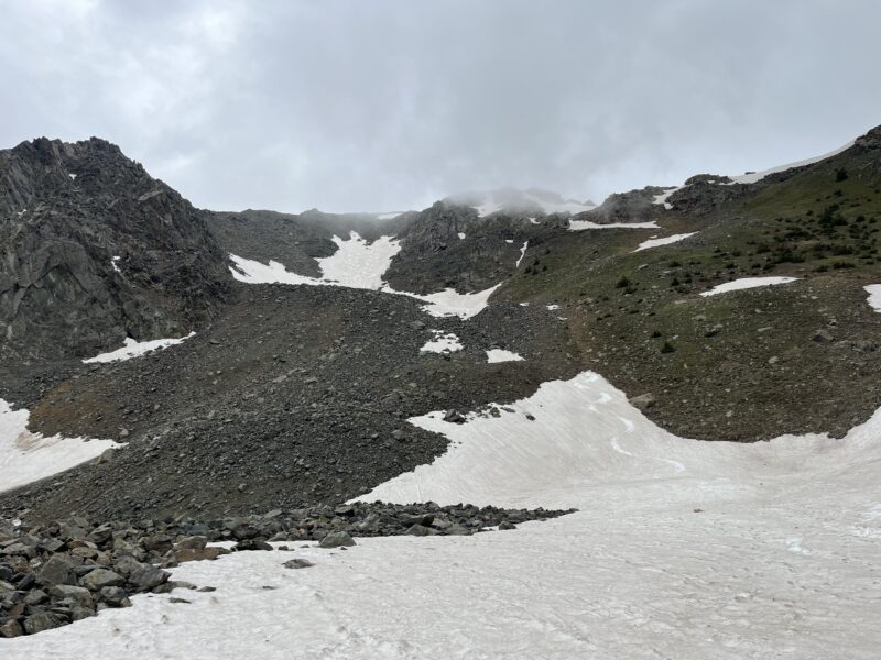 Remaining Lake Fork snow exists as two disconnected runs