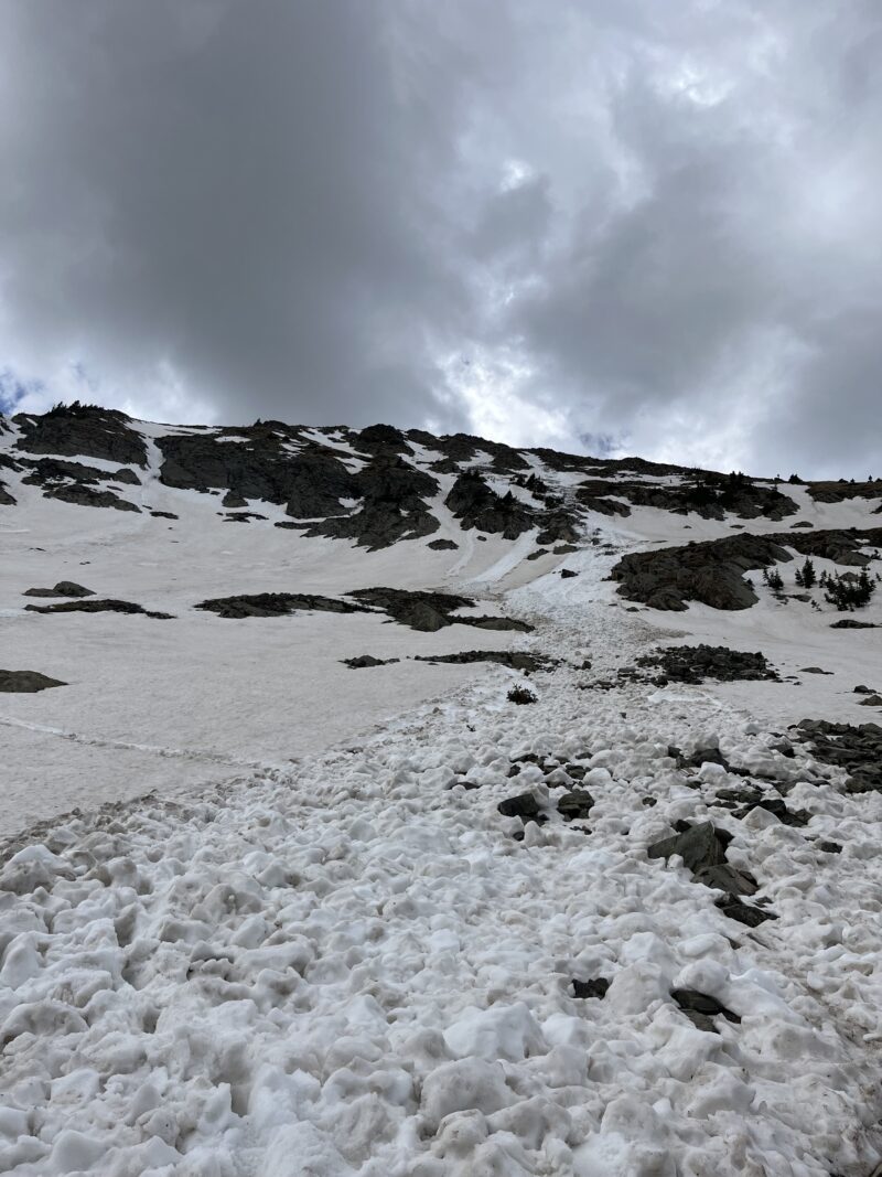 Far away view of peak which I’m including by to show the size of the large wet slide down true N face. Quality may be low due to phone camera only.