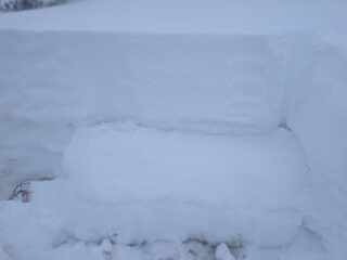 Our snow profile from today.  Slab on top, weak, faceted snow below.  Results at the interface shown were CT1, ECTP2
